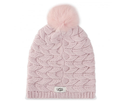 UGG W Cable Hat With Pom Cappello Cuffia Pink Rosa 18756