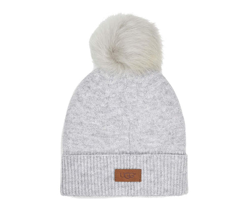 UGG W Luxe Pom Hat Cappello Cuffia Light Grey 17508