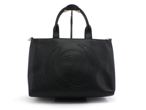 TRUSSARDI Shopper MD Tumbled Borsa Logo Black 75B01032