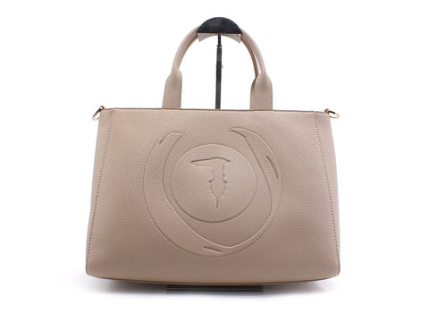 TRUSSARDI Shopper MD Tumbled Borsa Logo Taupe 75B01032