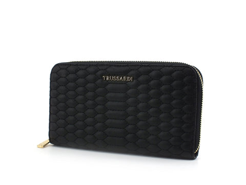 TRUSSARDI Parigi Zip 3 Pocket LG Wallet Portafoglio Black 75W00254