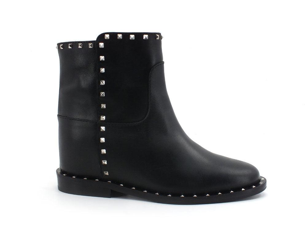 VIA ROMA 15 Malibu Ankle Boot Leather Black Studs 3405