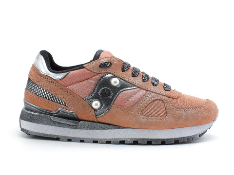 CUSTOM / SAUCONY Shadow Sneaker Coral Black Silver Spray S1108-739