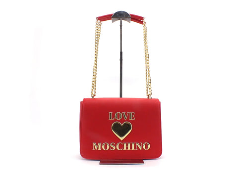 LOVE MOSCHINO Borsa Tracolla Manici Catena Logo Oro Rosso JC4035PP1BLE0500