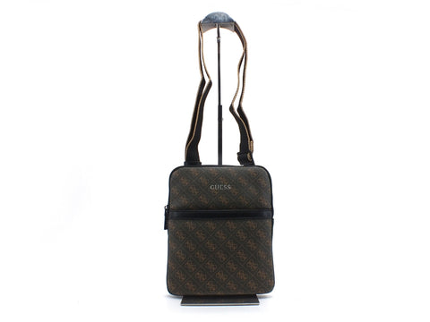 GUESS Tracolla Pelle Loghi Uomo Brown HMVEZZPO424