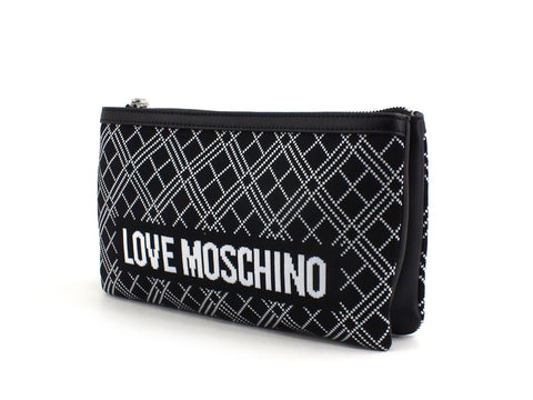LOVE MOSCHINO Borsa Pochette Tessuto Bianco Nero JC4073PP1BLL100A