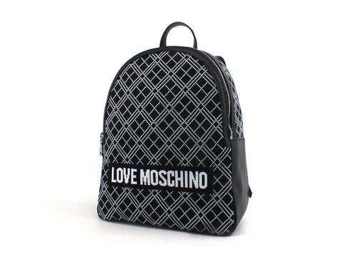 LOVE MOSCHINO Zaino Logo Tessuto Bianco Nero JC4075PP1BLL100A