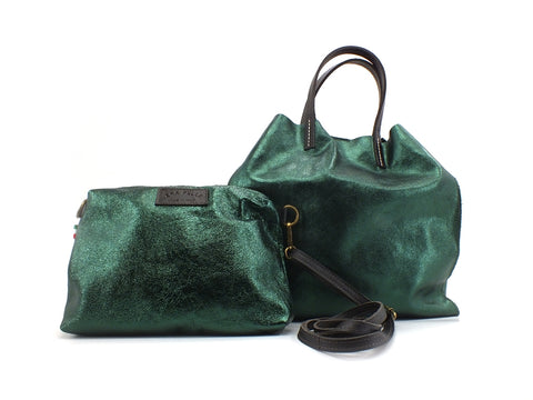 COLOR BAG Borsa + Pochette Verde Smeraldo MNL-VSM