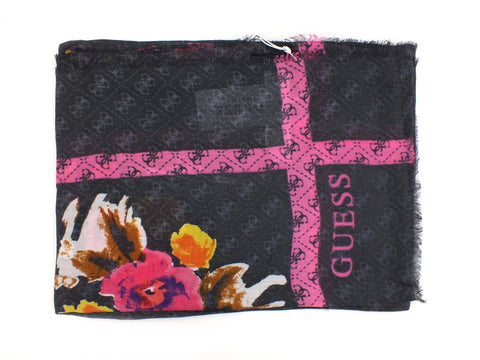 GUESS Sciarpa Kefiah Loghi Flower Coal AW8579MOD03