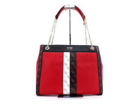 GUESS Katey Borsa Manici Catena Banda Rosso Red Multi VS787023