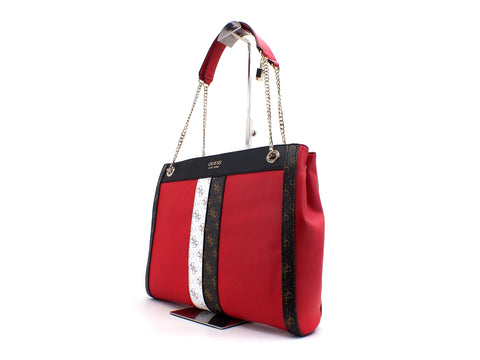GUESS Katey Borsa Manici Catena Banda Rosso Red Multi VS787023