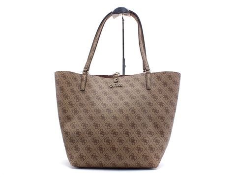 GUESS Alby Borsa Doppia Manici Pochette Latte Taupe SA745523