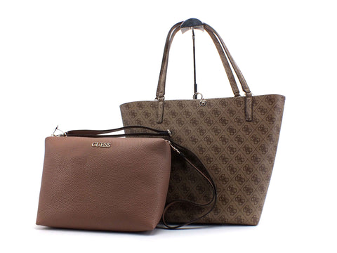 GUESS Alby Borsa Doppia Manici Pochette Latte Taupe SA745523