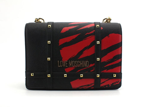 LOVE MOSCHINO Borsa Manici Stampa Nero Rosso JC4072PP1CLG100A