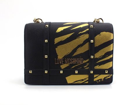LOVE MOSCHINO Borsa Manici Stampa Nero Oro JC4072PP1CLG100B