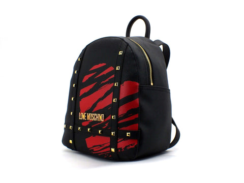 LOVE MOSCHINO Zaino Borchie Cuore Nero Rosso JC4077PP1CLG100A