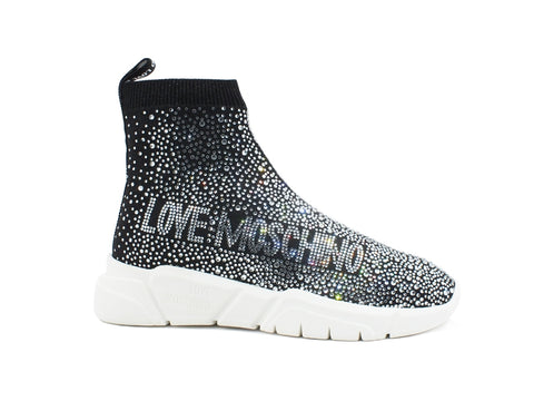 LOVE MOSCHINO Sneaker Calzino Gomma 35 Strass Nero JA15333G1CIZ6000