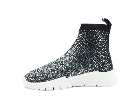 LOVE MOSCHINO Sneaker Calzino Gomma 35 Strass Nero JA15333G1CIZ6000