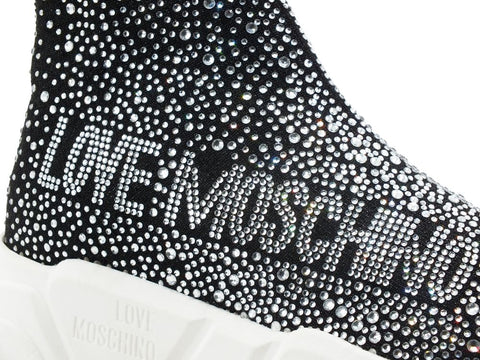 LOVE MOSCHINO Sneaker Calzino Gomma 35 Strass Nero JA15333G1CIZ6000