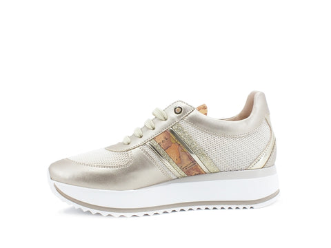 ALVIERO MARTINI 1A CLASSE Sneaker Running Platform Bande Leo Lux Platinum Beige 0930-0574