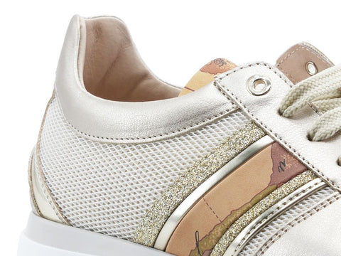 ALVIERO MARTINI 1A CLASSE Sneaker Running Platform Bande Leo Lux Platinum Beige 0930-0574