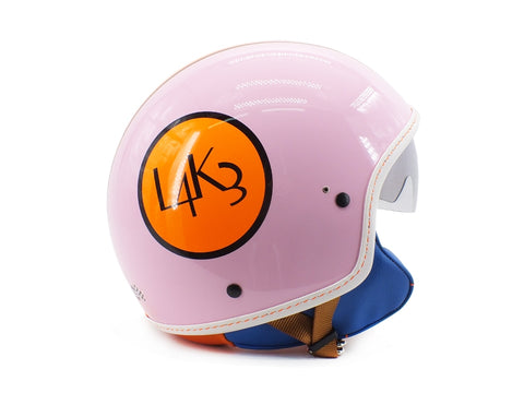 LAKE L4K3 Casco Jet Visiera Rosa Cipria Arancio