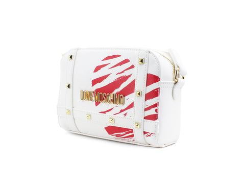 LOVE MOSCHINO Borsa Pochette Borchie Pu Stampa Bianco Rosso JC4074PP1CLG110A