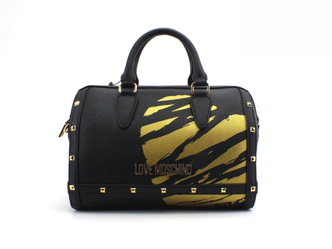 LOVE MOSCHINO Borsa Bauletto Tracolla Pu Stampa Cuore Nero Oro JC4075PP1CLG100B