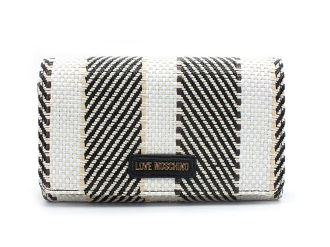 LOVE MOSCHINO Borsa Pochette Catena Fantasy Woven Nero Bianco JC4254PP0CKH100A