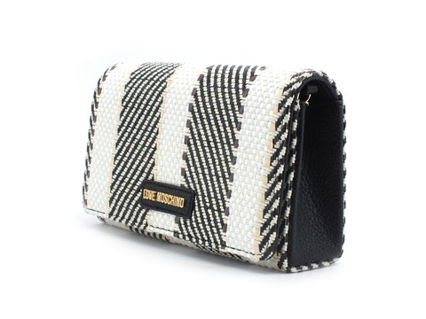 LOVE MOSCHINO Borsa Pochette Catena Fantasy Woven Nero Bianco JC4254PP0CKH100A