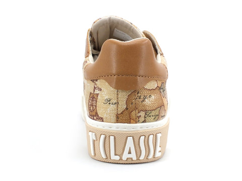 ALVIERO MARTINI 1A CLASSE Sneaker Platform Geo Beige Lamè Cuoio P3A4-10871