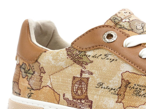 ALVIERO MARTINI 1A CLASSE Sneaker Platform Geo Beige Lamè Cuoio P3A4-10871