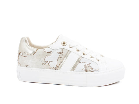 ALVIERO MARTINI 1A CLASSE Sneaker Platform Bianco Geo Safari Lamè P3A4-10882