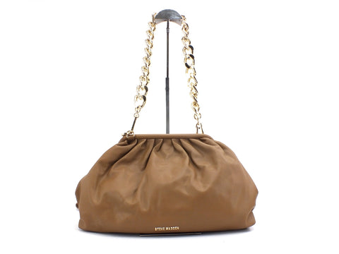 STEVE MADDEN Borsa Clutch Pelle Manici Catena Tan BREVIVE