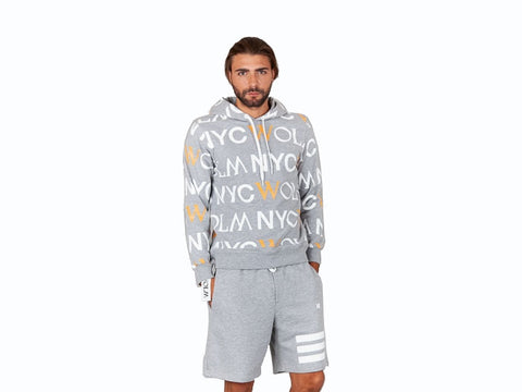 WOLM Felpa Cappuccio Logo Grigio 21PEW026