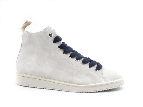 PAN CHIC Mid Cut Sneaker Uomo Suede Off White Cobalt Blue P01M14002S8