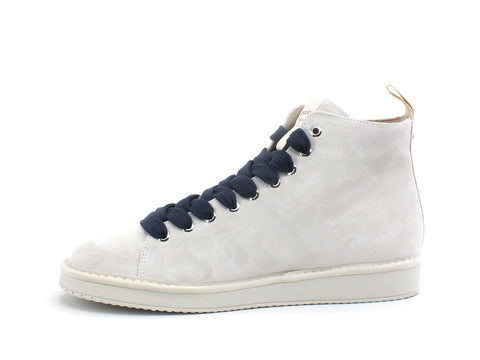 PAN CHIC Mid Cut Sneaker Uomo Suede Off White Cobalt Blue P01M14002S8
