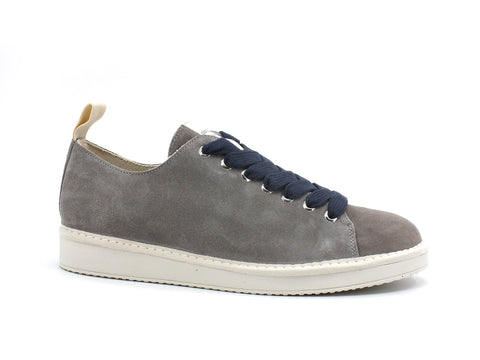 PAN CHIC Low Cut Sneaker Uomo Suede Midgrey Cobalt Blue P01M14001S8