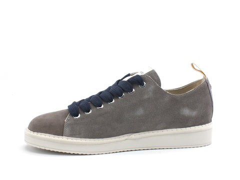 PAN CHIC Low Cut Sneaker Uomo Suede Midgrey Cobalt Blue P01M14001S8
