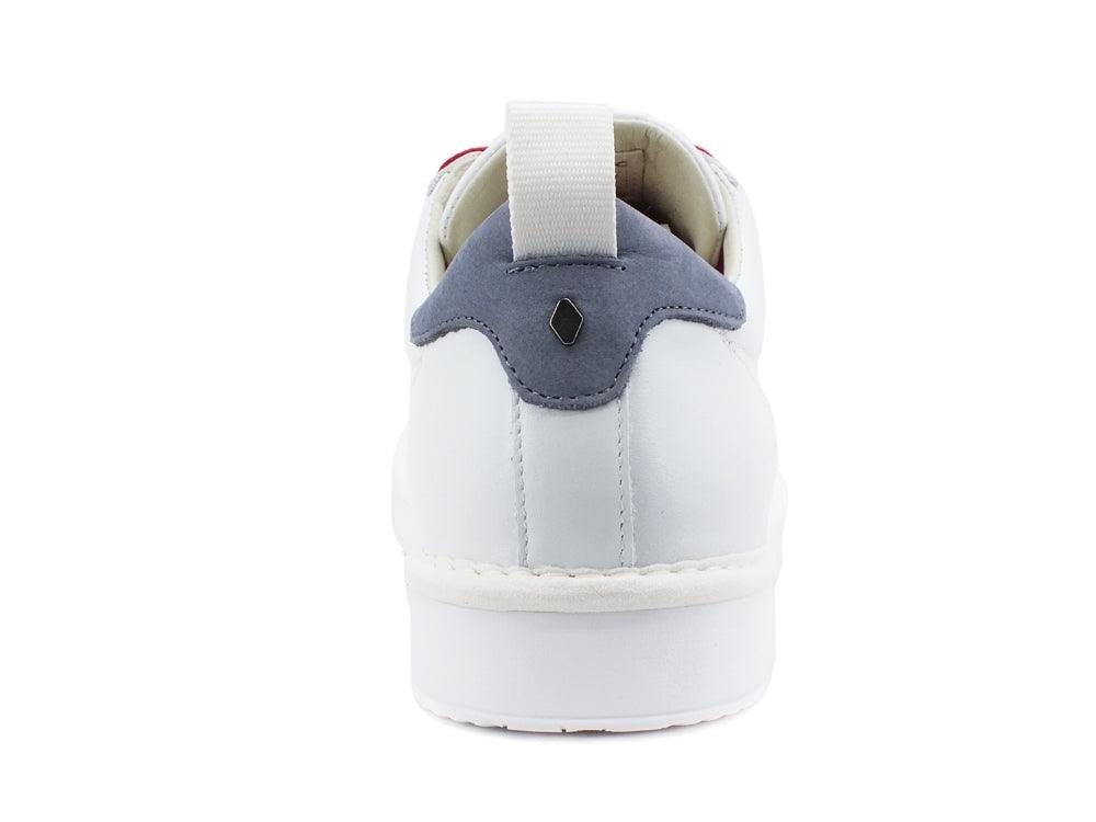 PAN CHIC Low Cut Sneaker Men's Nubuck Leather White Denim Red P01M16001LK1