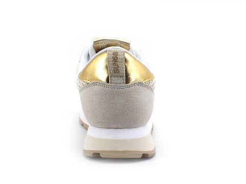 SUN68 Ally Big Mesh Sneaker Donna Running Bianco Panna Oro Z31205