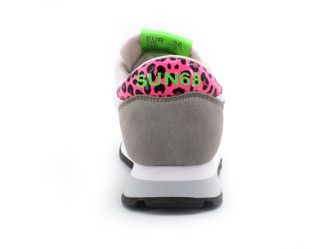 SUN68 Ally Star Transparent Logo Sneaker Donna Bianco Fuxia Fluo Z31209