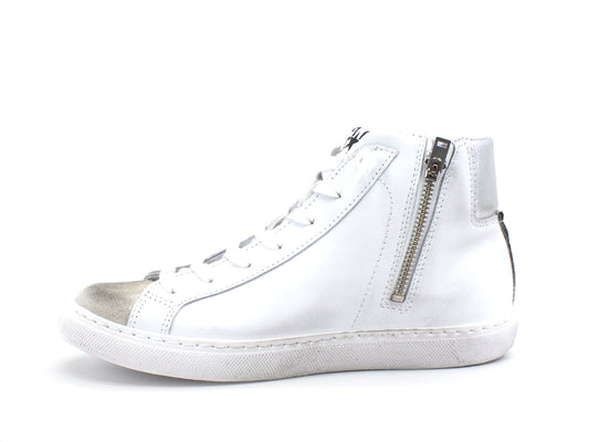2STAR Sneaker High Tricolor Sneaker Donna White Nero Argento 2SD2941