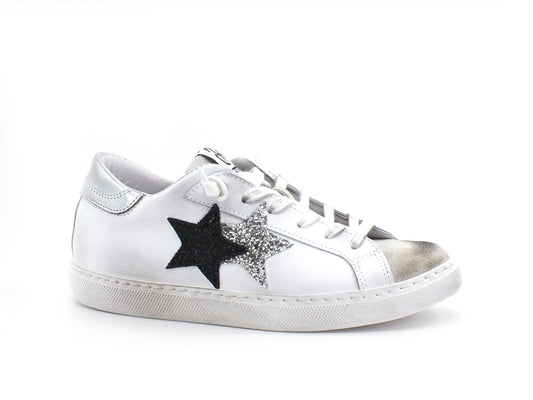2STAR Sneaker Low Donna Stelle Glitter Silver Black White 2SD2814