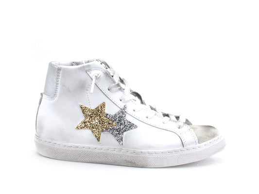 2STAR Sneaker High Stelle Glitter Silver Gold White 2SD2940