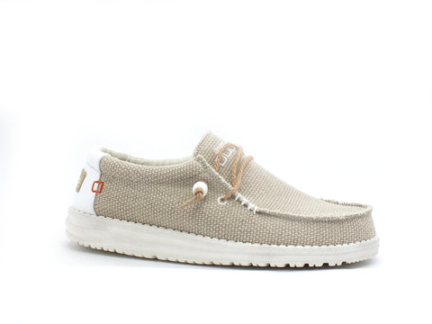 HEY DUDE Wally Braided Scarpa Stringata Vela Uomo Off White 110620128
