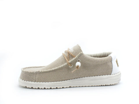 HEY DUDE Wally Braided Scarpa Stringata Vela Uomo Off White 110620128
