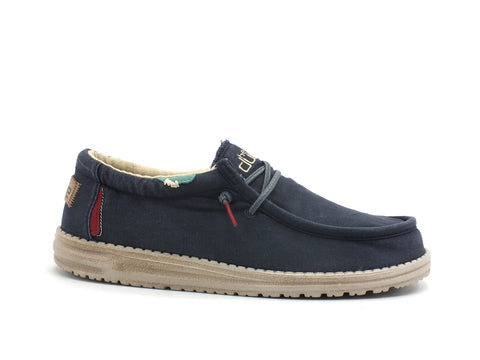 HEY DUDE Wally Washed Scarpa Stringata Uomo Blue Space 111522133