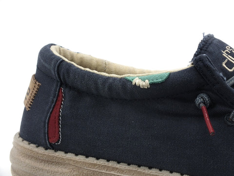 HEY DUDE Wally Washed Scarpa Stringata Uomo Blue Space 111522133