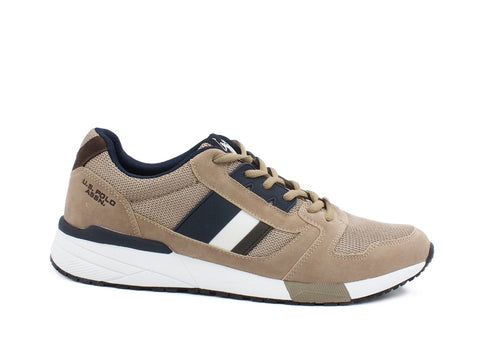 U.S. POLO ASSN Sneaker Uomo Mesh bande Beige Blue CLEM